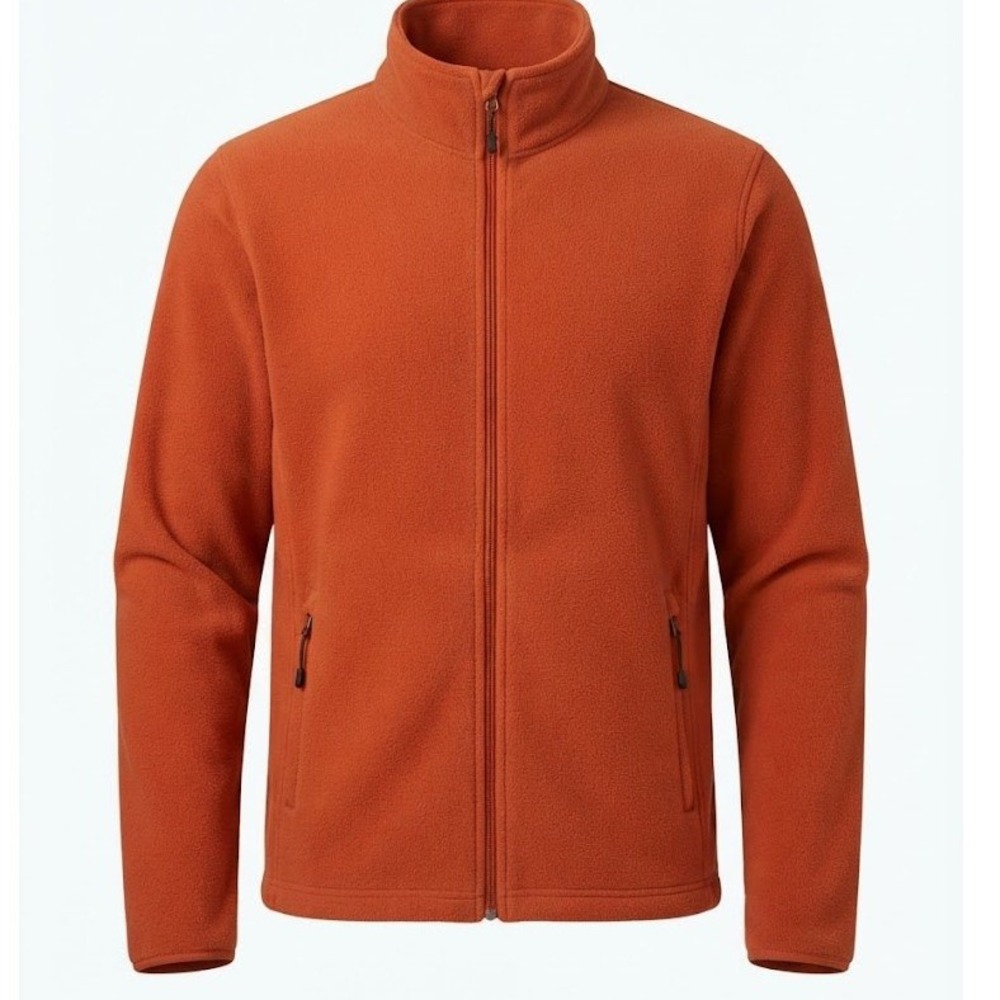 M&S Fleece Jacket Mens 2XL Dark Orange Full Zip Recycled Polyester Regular Fit